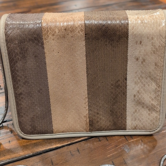 All saints Bansho Snake Leather Shoulder Crossbody Bag W/ Detachable Strap - Picture 3 of 13